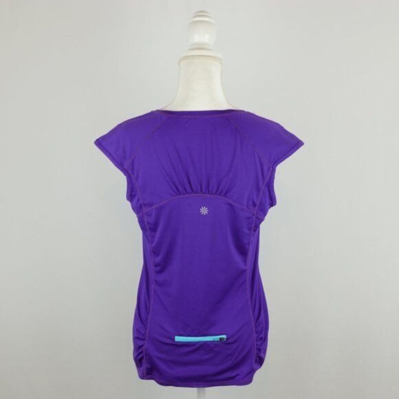 Athleta Intrepid Women's Medium Purple 1/4 Zip Sun Shield Cap Sleeve Rashguard - Picture 4 of 9
